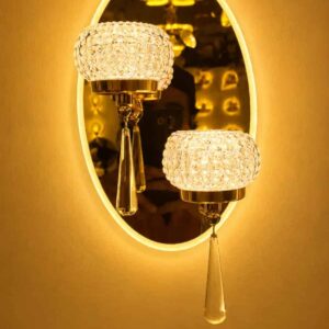 Luxury Crystal Drop Dual Wall Light – Modern Gold Sconce