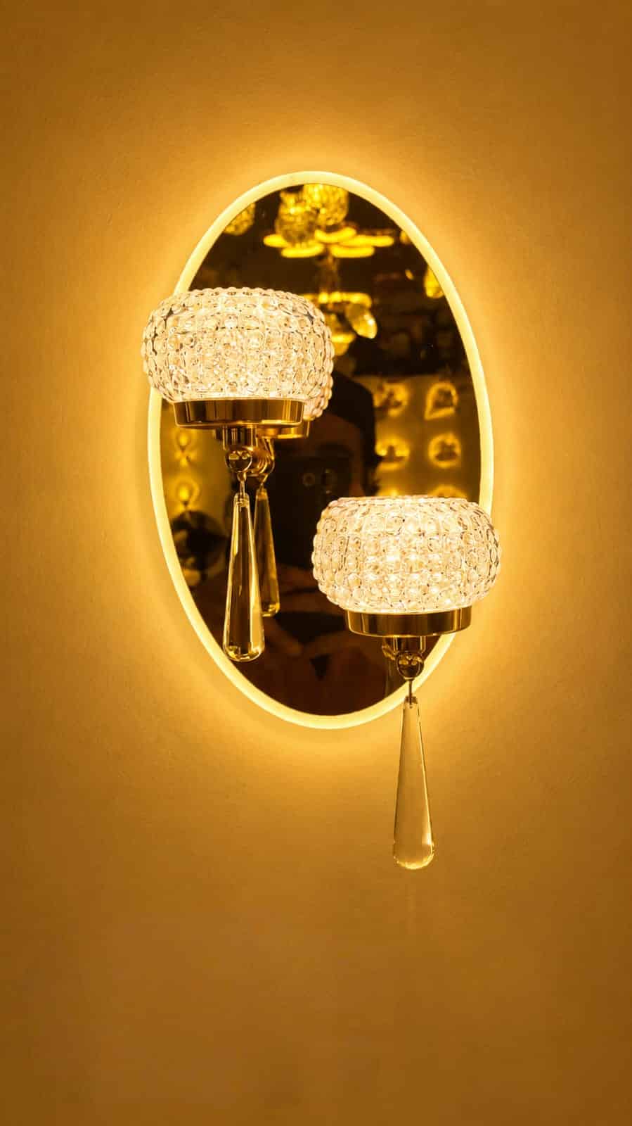 Luxury Crystal Drop Dual Wall Light – Modern Gold Sconce