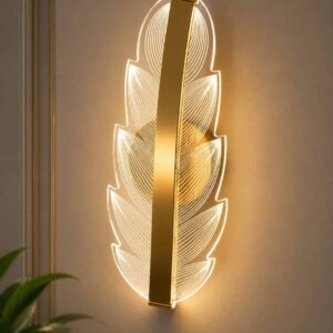 Modern Feather Acrylic LED Wall Light – Luxury Gold Wall Sconce