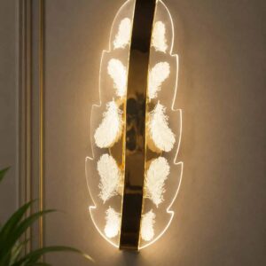 Luxury Feather Crystal LED Wall Light – Gold Finish