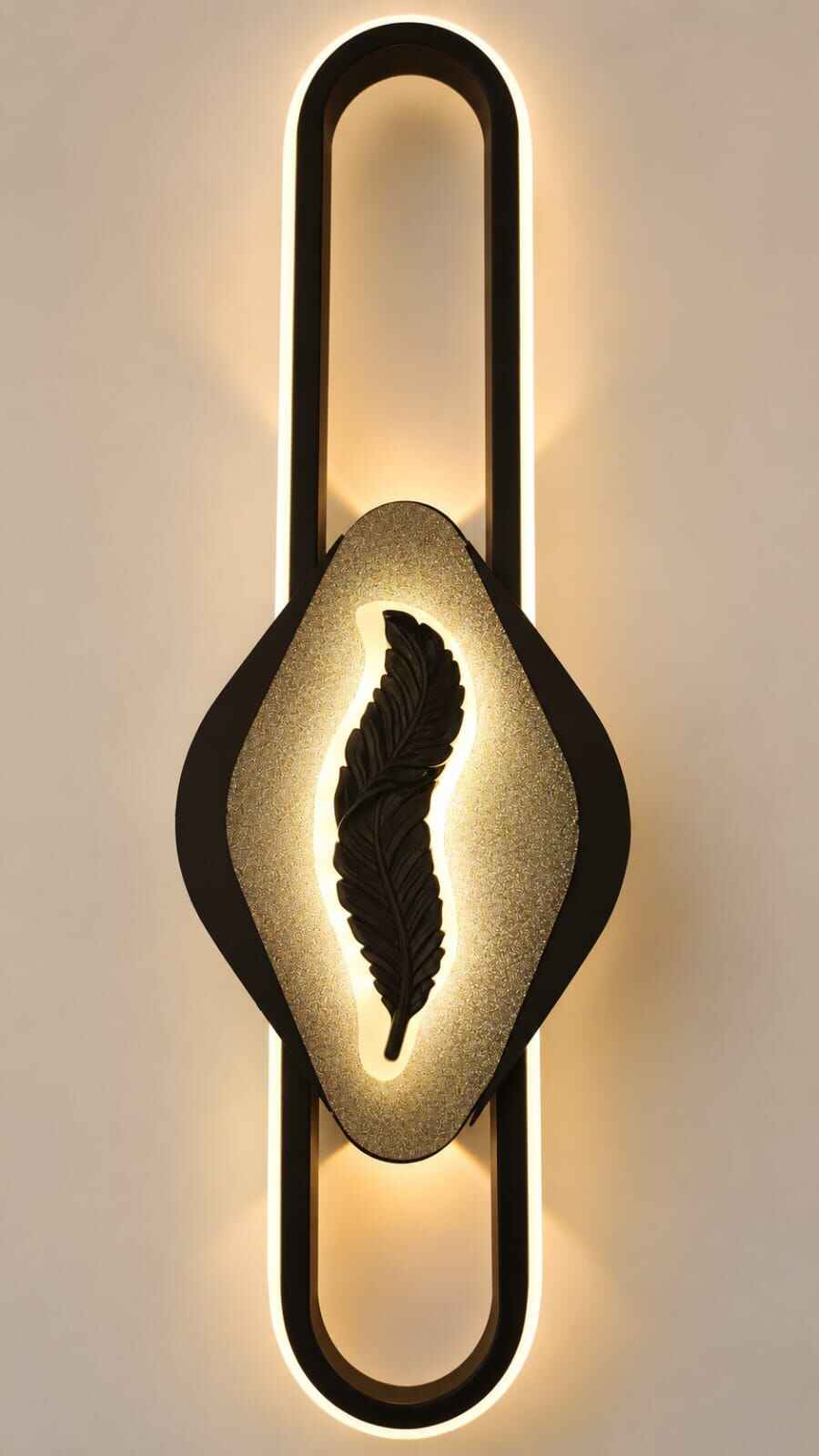 Feather Glow Designer LED Wall Light – Matte Black