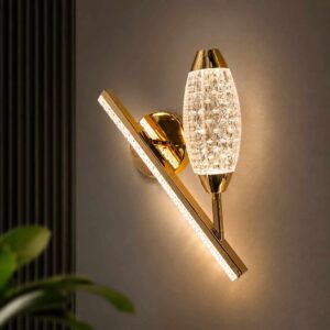 Modern Crystal Linear LED Wall Light – Gold Finish