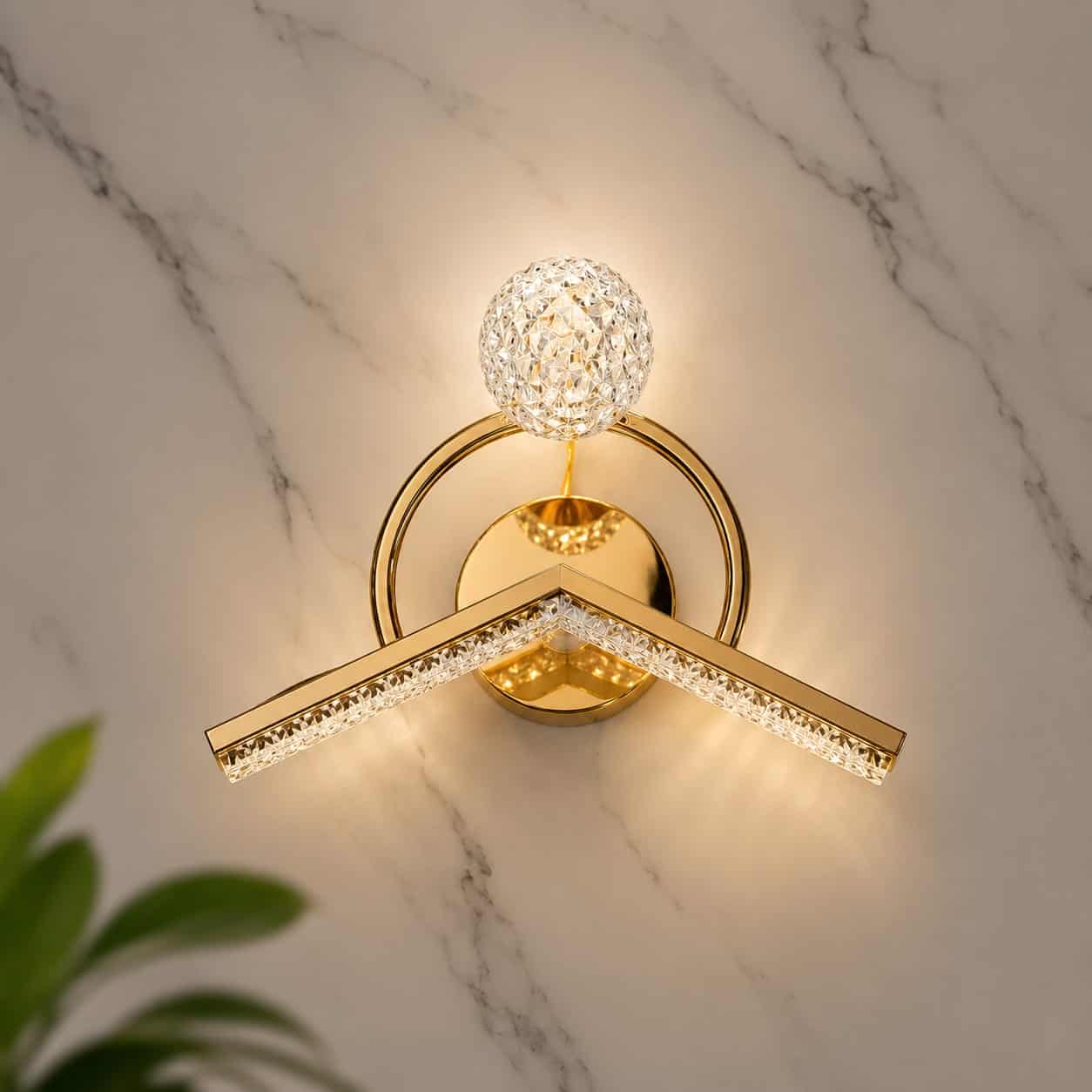 Luxury Crystal Ring LED Wall Light – Gold Finish