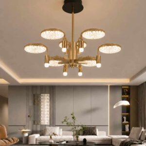 6 Light Modern Luxury Crystal Ring Chandelier – Gold Finish LED Ceiling Light