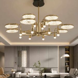 12 Light Modern Luxury Crystal Ring Chandelier – Gold Finish LED Ceiling Light