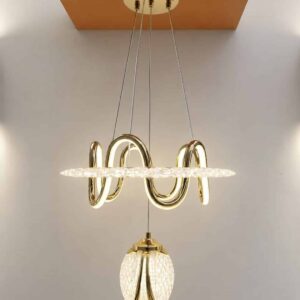 Luxury Crystal Ring Pendant Chandelier – Gold Finish LED Hanging Light