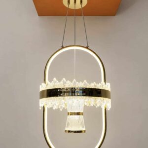 Luxury Crystal Oval Pendant Chandelier – Modern Gold LED Hanging Light