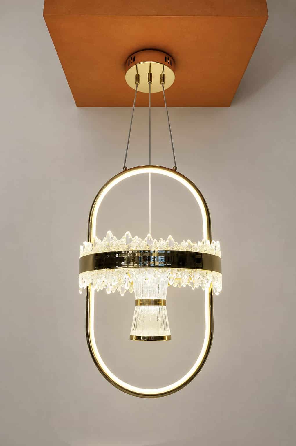 Luxury Crystal Oval Pendant Chandelier – Modern Gold LED Hanging Light