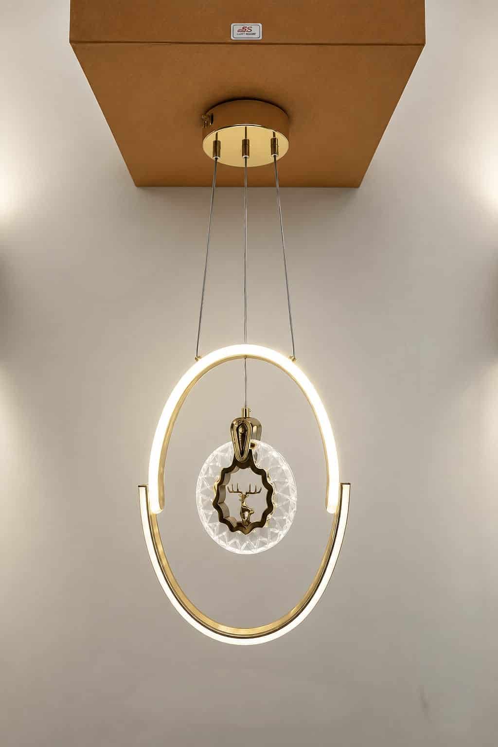 Modern Crystal Deer Pendant Chandelier – Gold Finish LED Hanging Light