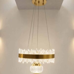 Crystal Ring Pendant Chandelier – Gold Finish LED Hanging Light