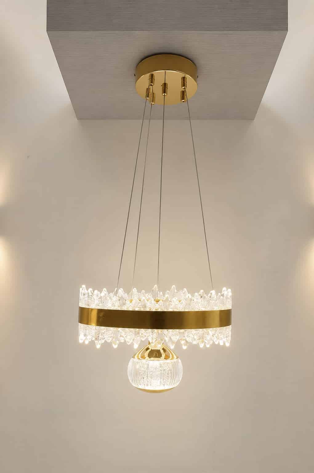 Crystal Ring Pendant Chandelier – Gold Finish LED Hanging Light