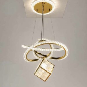 Luxury Crystal Spiral Pendant Chandelier – Modern Gold LED Hanging Light