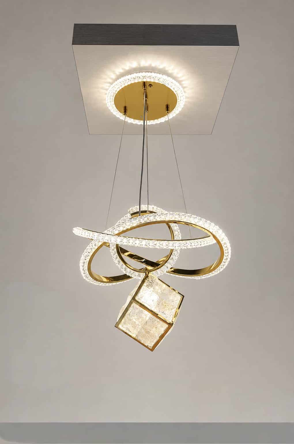 Luxury Crystal Spiral Pendant Chandelier – Modern Gold LED Hanging Light