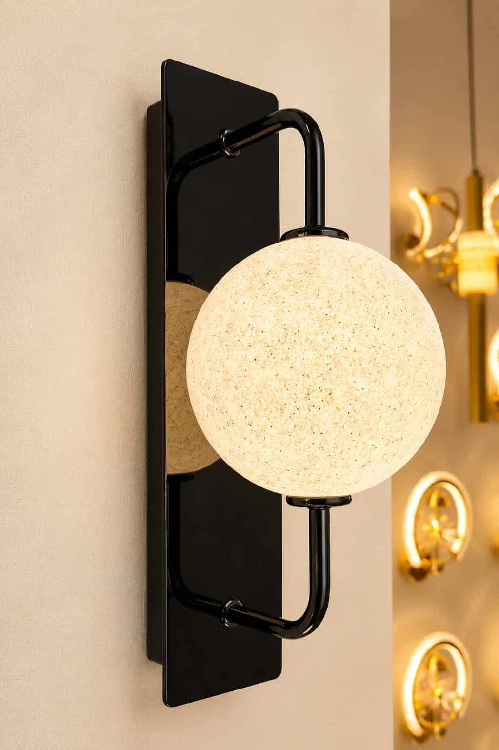 Modern Globe Wall Light – Gold & Black Finish Decorative Sconce