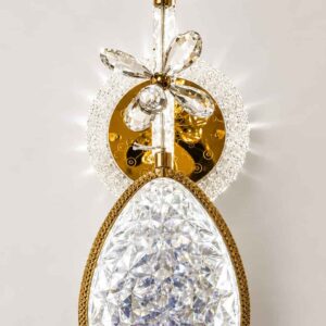 Luxury Crystal Drop Wall Light – Gold Finish Decorative LED Sconce