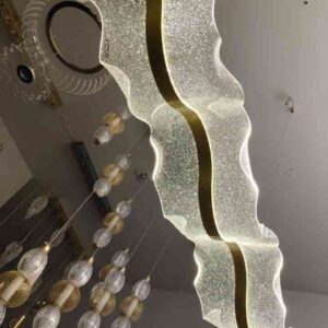 Luxury Wave Crystal LED Dining Chandelier – Gold Finish