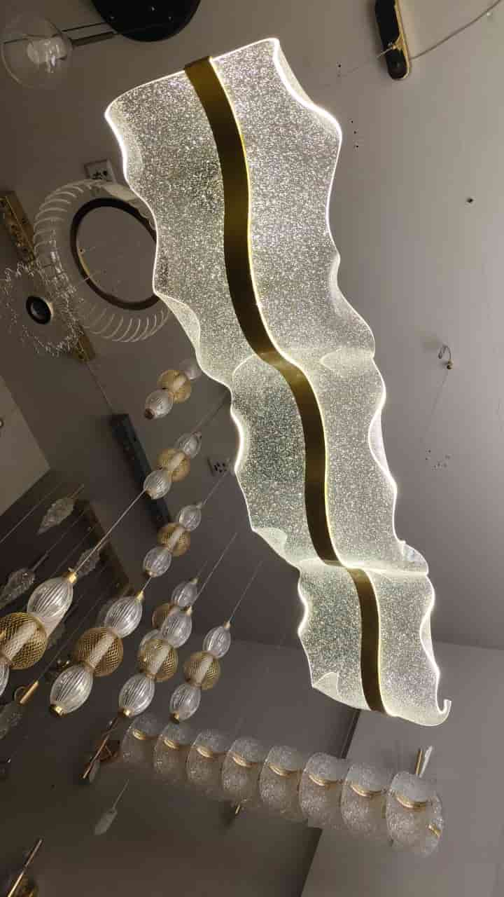 Luxury Wave Crystal LED Dining Chandelier – Gold Finish