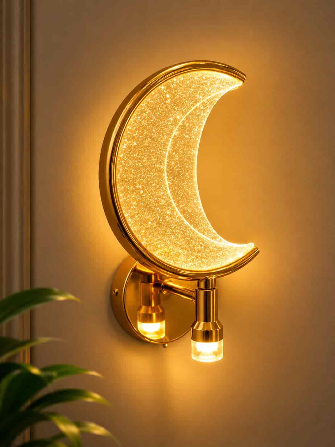 Modern Crescent Moon Crystal Wall Light