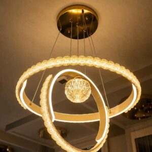 Luxury Crystal Ring LED Chandelier – Modern Designer Pendant Light