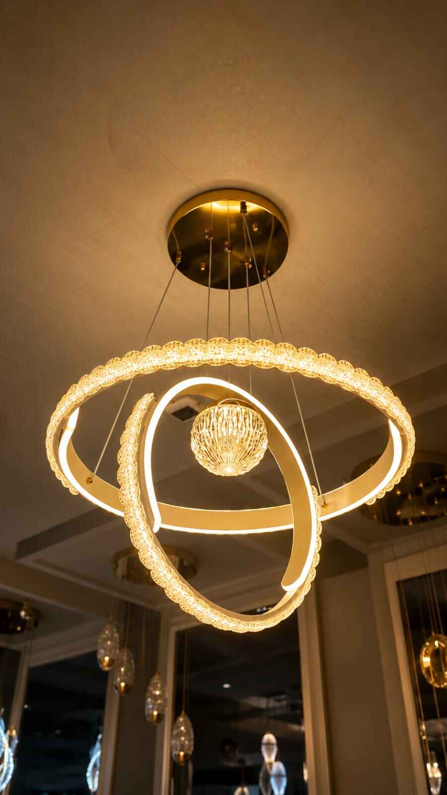 Luxury Crystal Ring LED Chandelier – Modern Designer Pendant Light