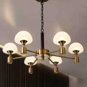 Modern Gold 6-Light Frosted Glass Chandelier