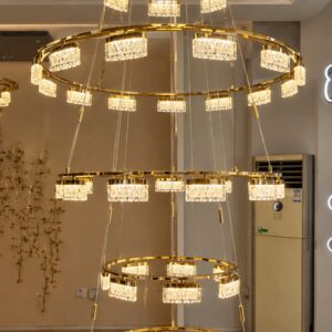Luxury Multi-Tier Golden Crystal Chandelier