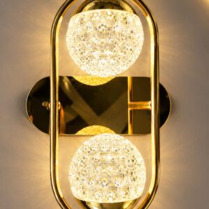 Luxury Golden Crystal Double Globe Wall Light