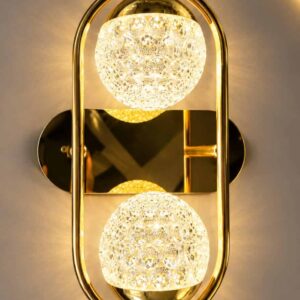 Luxury Golden Crystal Double Globe Wall Light