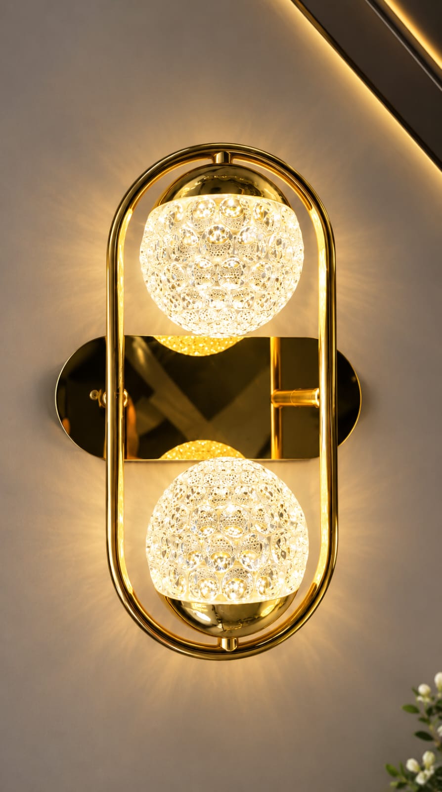 Luxury Golden Crystal Double Globe Wall Light