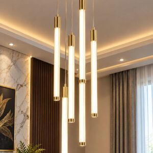 Modern Gold Linear LED Pendant Chandelier