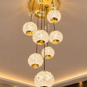 Luxury Gold Crystal Globe Hanging Chandelier