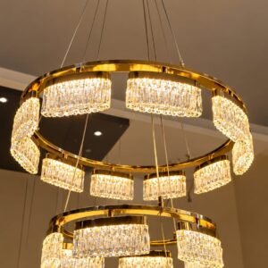 Luxury 2-Tier Golden Crystal Chandelier