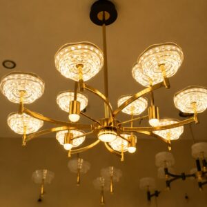 Luxury 12-Light Golden Crystal Chandelier