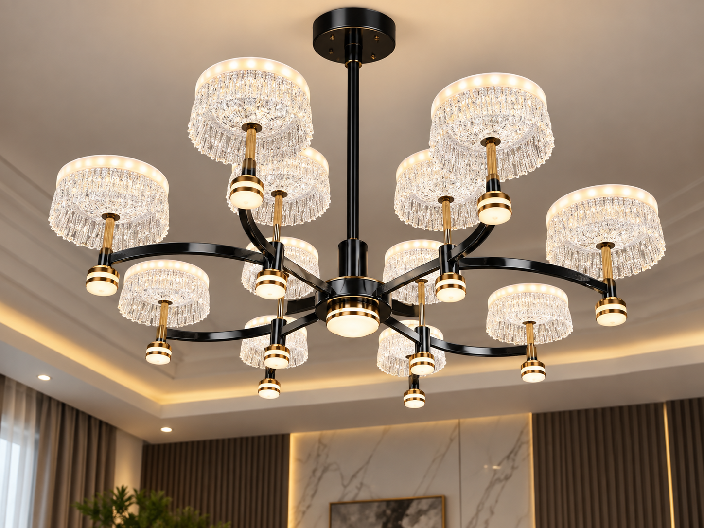 Modern Crystal Ring Chandelier – 12 Light