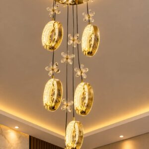 Luxury Gold Floral Ring Hanging Chandelier