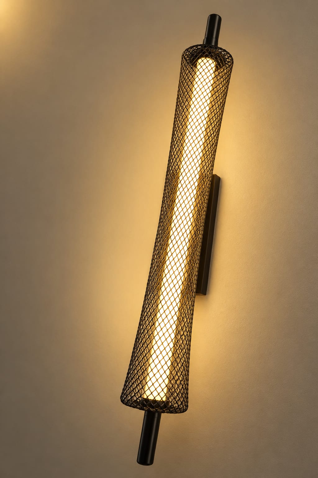 Modern Black Mesh Tube Wall Light