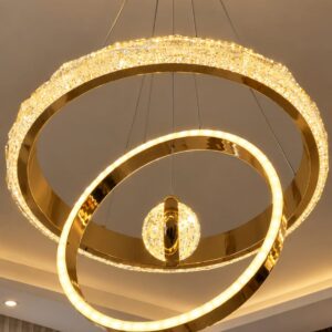 Luxury Gold Triple Ring Crystal Chandelier