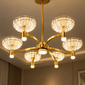 Luxury 6-Light Golden Crystal Chandelier