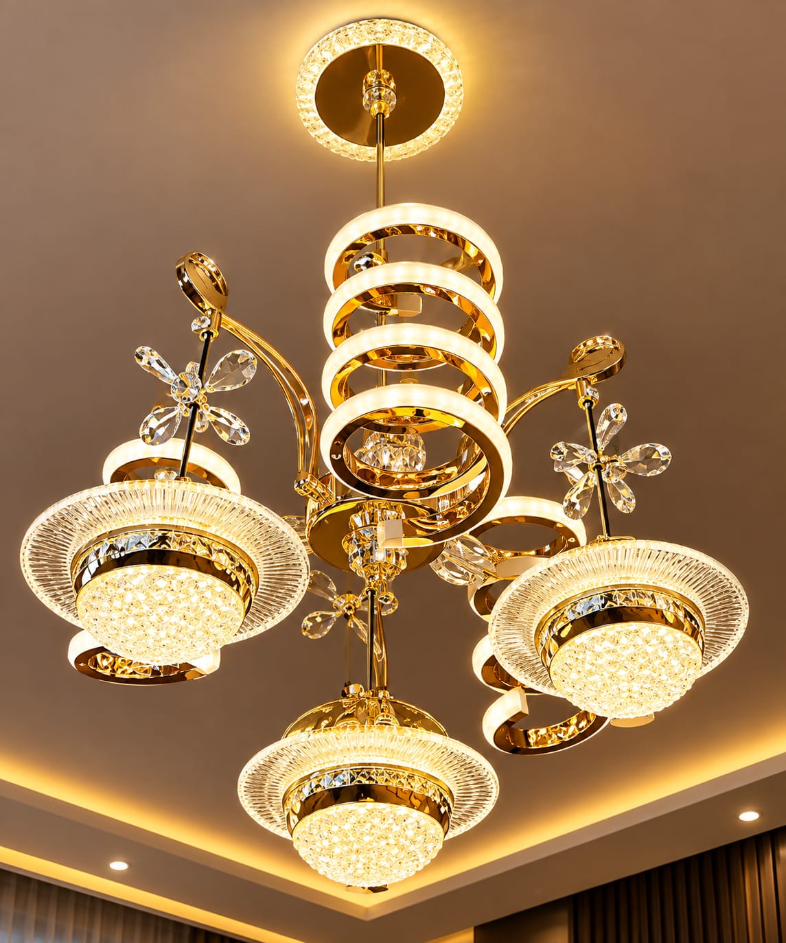 Luxury Gold Crystal Ring Chandelier