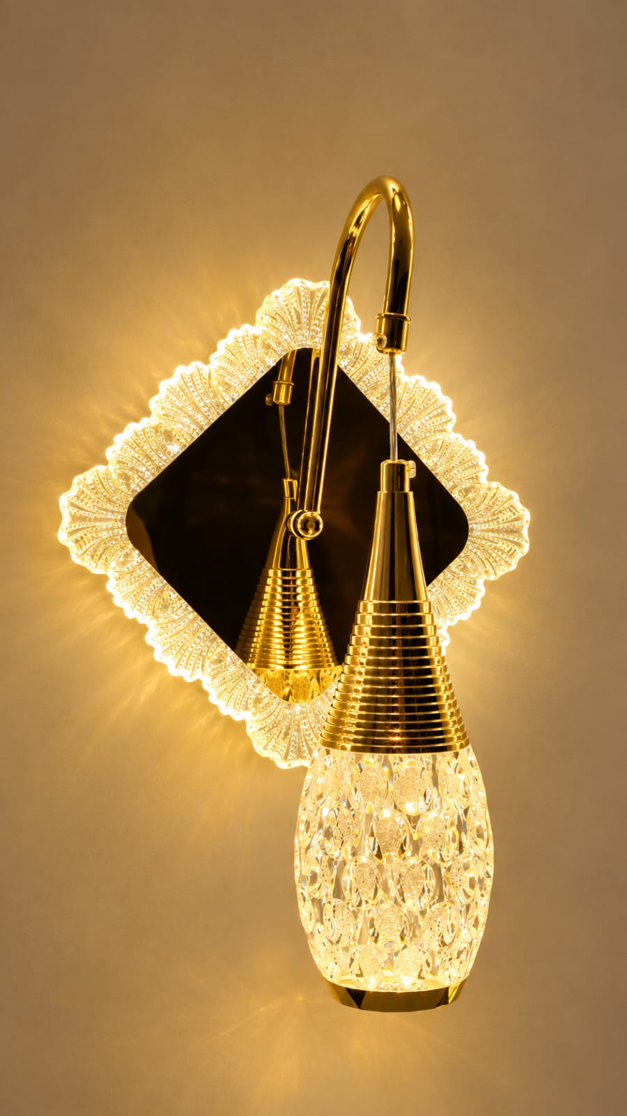 Luxury Gold Crystal Pendant Wall Light