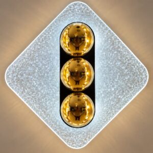 Luxury Diamond-Shaped Gold Orb LED Wall Light