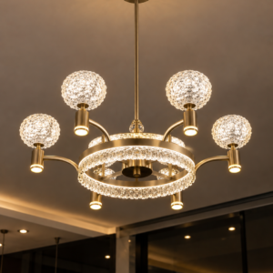 6-Light Gold Crystal Chandelier