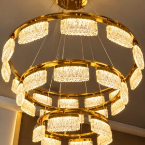 Luxury Multi-Tier Golden Crystal Chandelier