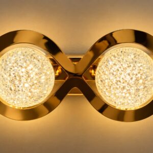 Modern Gold Double-Circle Crystal Wall Light
