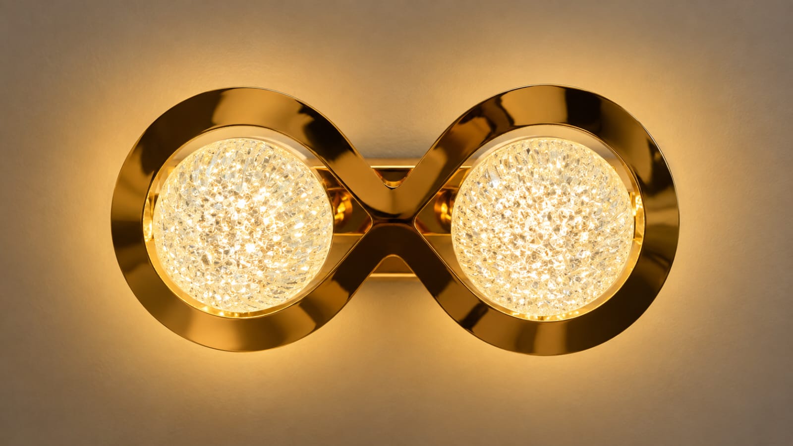 Modern Gold Double-Circle Crystal Wall Light