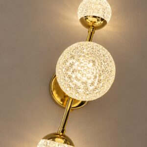Luxury Golden Triple Crystal Globe Wall Light