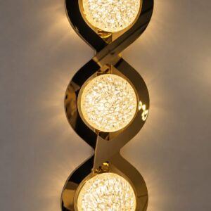 Modern Gold Triple-Circle Crystal Wall Light