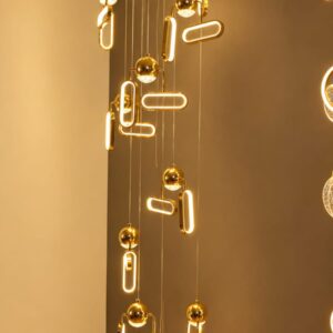 Luxury Double-Height Golden LED Chandelier