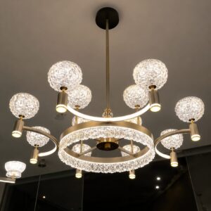 Modern Golden Crystal Ring Chandelier
