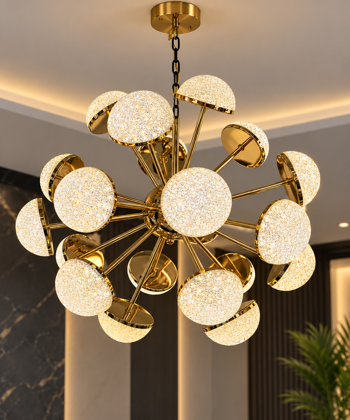 30-Light Modern Gold Chandelier